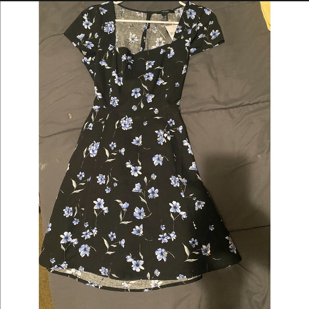 Blue flower dress.